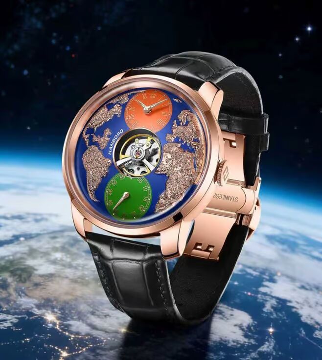 Hanboro Astroworld WorldMaster 3D Globe Open-Heart Automatic Men 44 mm 2712RG