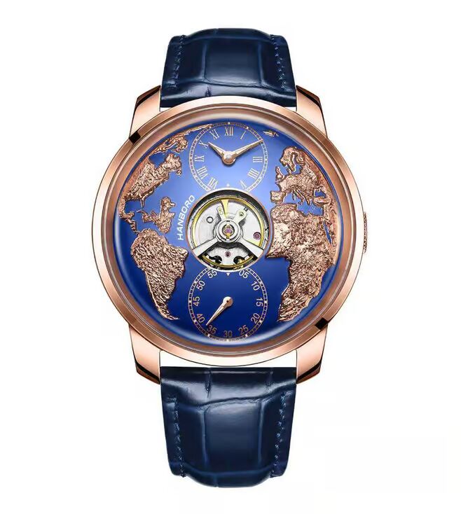 Hanboro astroworld WorldMaster 3D Globe Carve Japanese Automatic Men 44 mm 2712