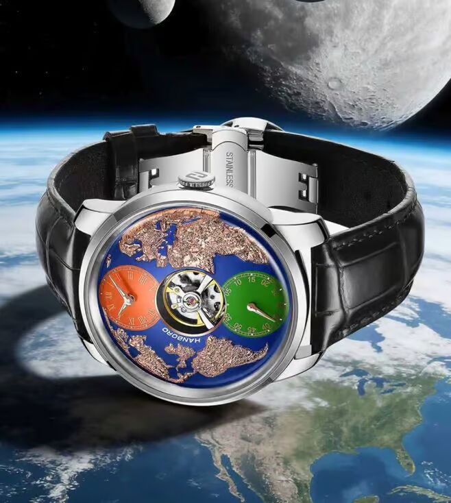 Hanboro astroworld WorldMaster 3D Globe Open-Heart Automatic Men 44 mm 2712ST