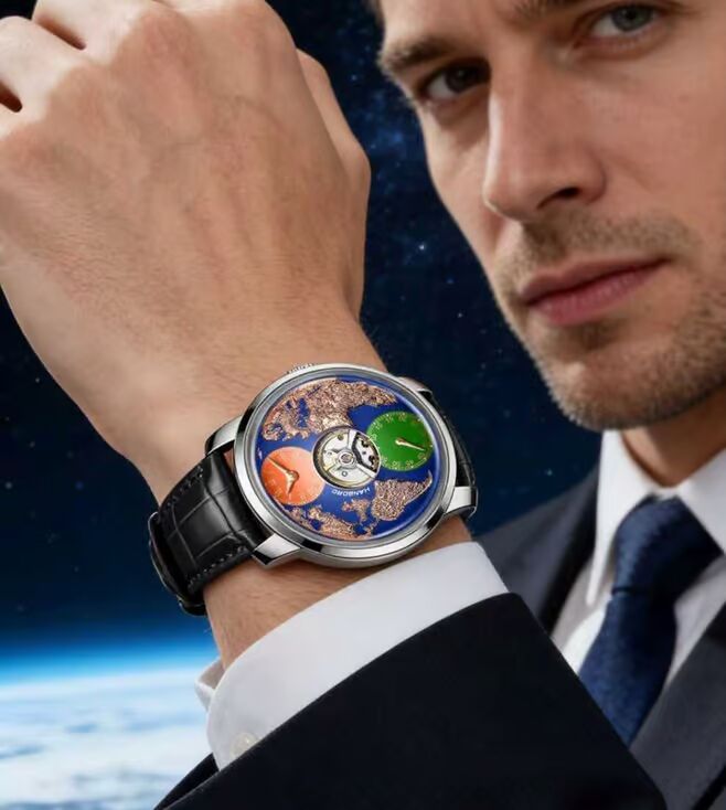 Hanboro astroworld WorldMaster 3D Globe Open-Heart Automatic Men 44 mm 2712ST