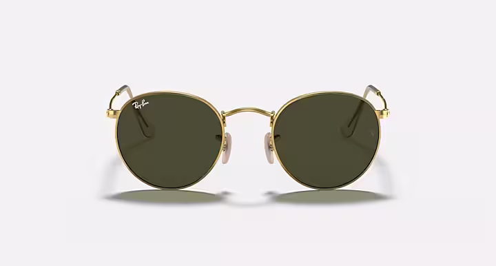 Rayban ROUND METAL Sunglasses in Arista Gold and G-15 Green