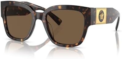 Versace VE 4437U 10873 Havana Plastic Square Sunglasses Brown Lens