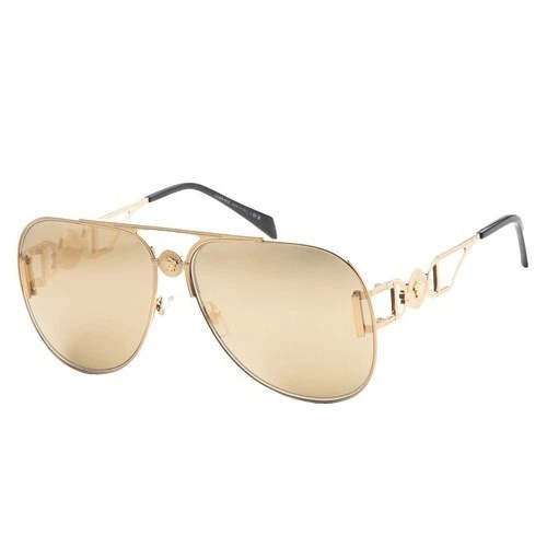 Versace 0VE2255 100203 - Gold/ Yellow gold Wide Mirror Men's Sunglasses
