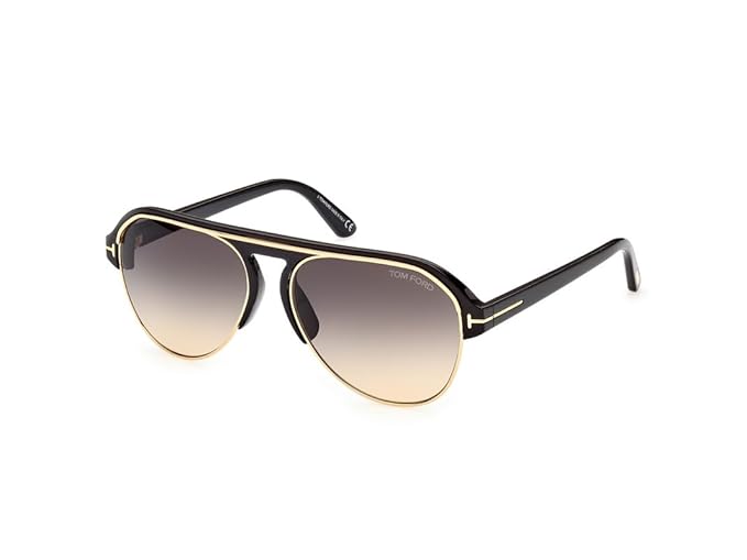 Tom Ford | UV Protected + Blue Blocked Filter Sunglasses for Men | Aviator Shaped - Full-rim Black Frame