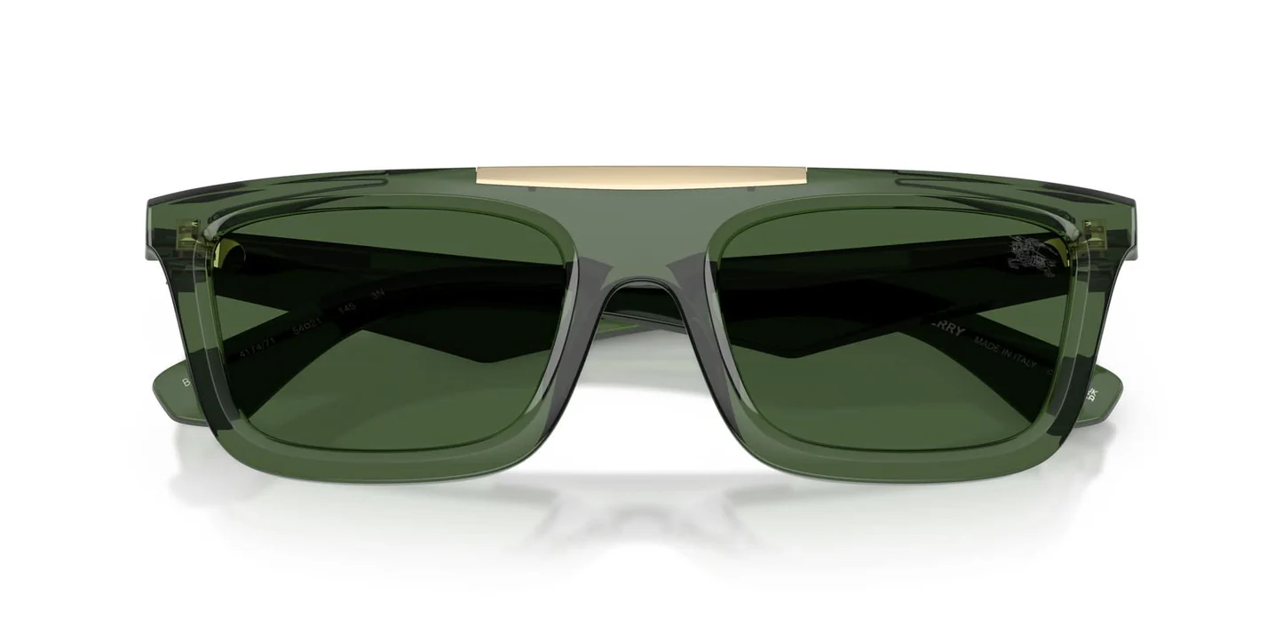 Burberry men sunglasses featuring a bold square green lenses