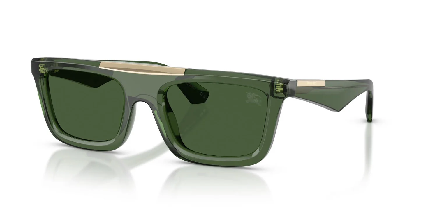 Burberry men sunglasses featuring a bold square green lenses