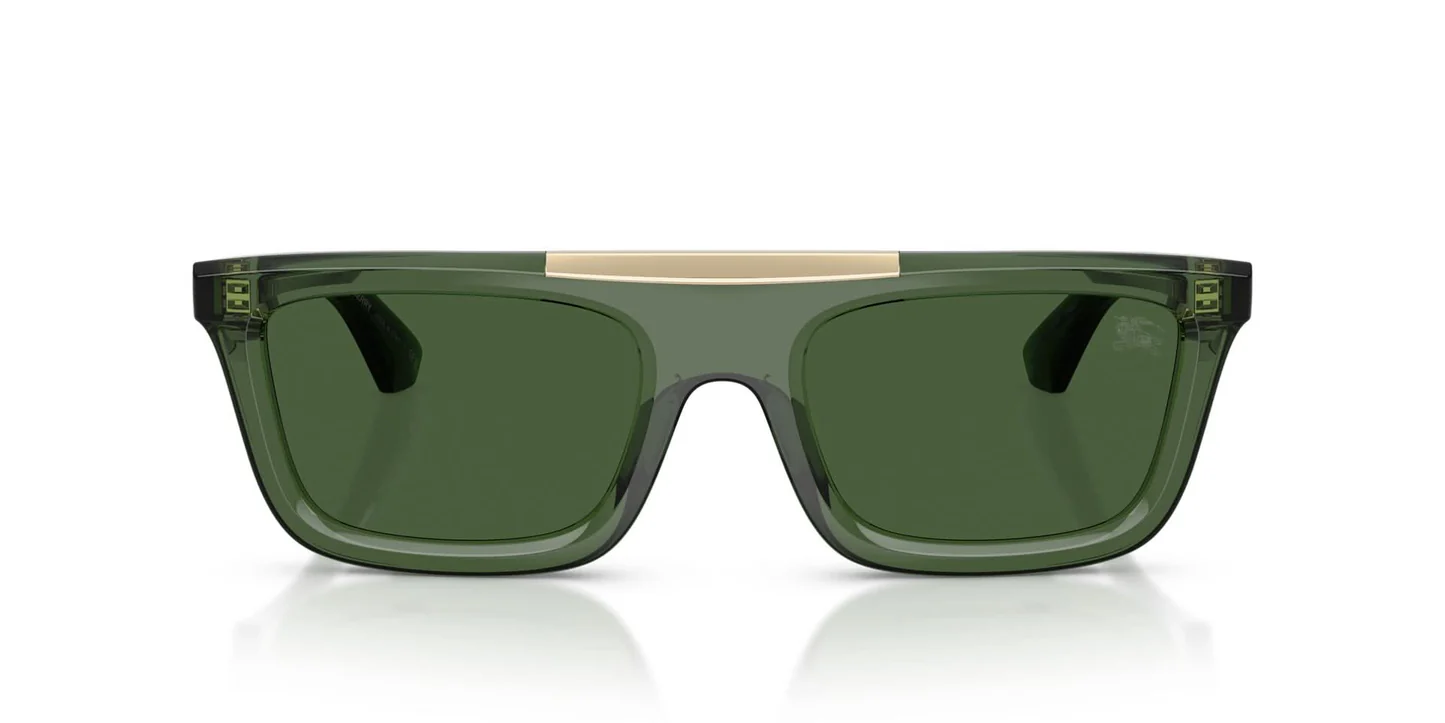 Burberry men sunglasses featuring a bold square green lenses