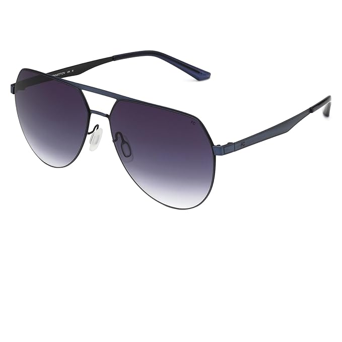 French Connection|Blue Full Frame Aviator Sunglasses|100% UV Protected (Uv 400) Blue Gradient Faded Lens|Men's|Large