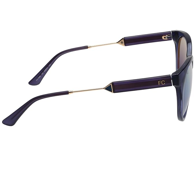 FCUK French Connection|Blue Full-rim Round Branded Latest and Stylish Sunglasses|100% UV Protection (UV 400) Blue Reflector Mirror Lens|Women|Medium