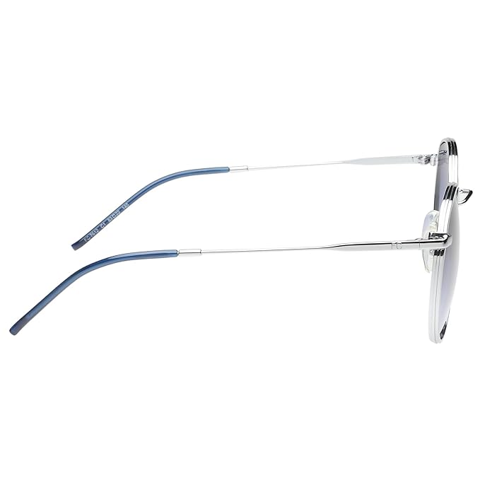 FCUK French Connection|Silver Full Frame Round Sunglasses|100% UV Protected (Uv 400) Blue Gradient Faded Lens|Men's & Women's|Small|FC 7612 C1 Light Gun