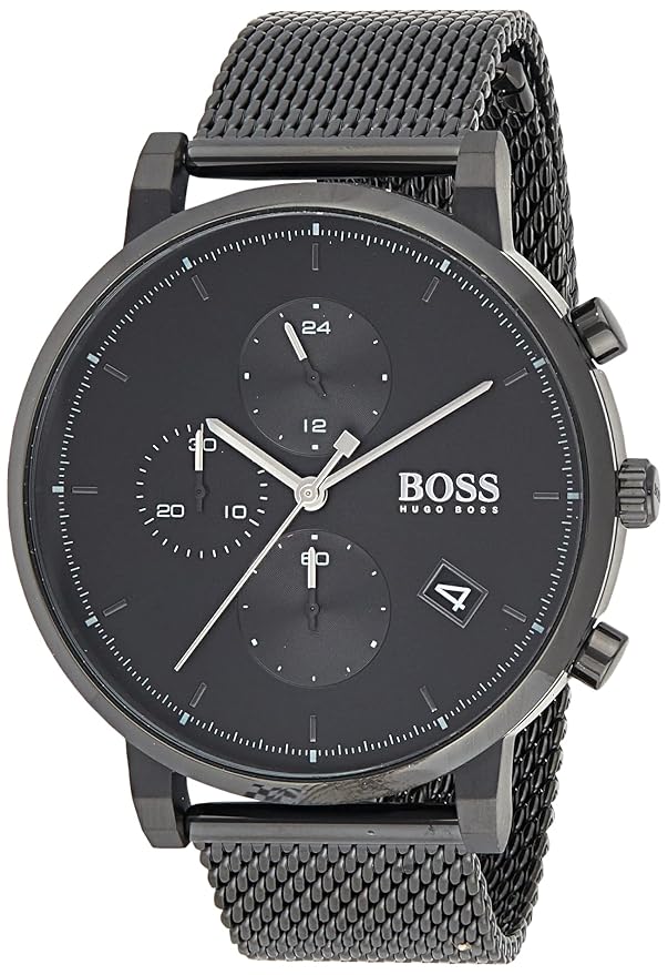 Hugo Boss Stainless Steel Montre Integrity Analog Black Dial Men Watch, Black Band