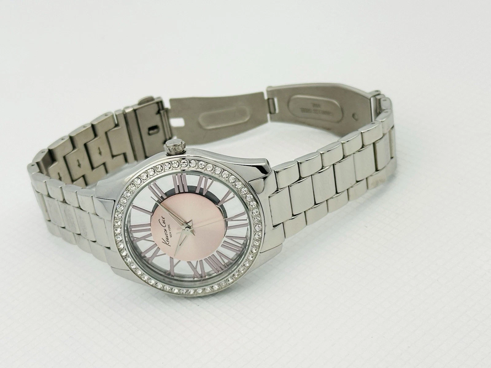 Pink Dial Transparency Ladies Stainless Steel Watch