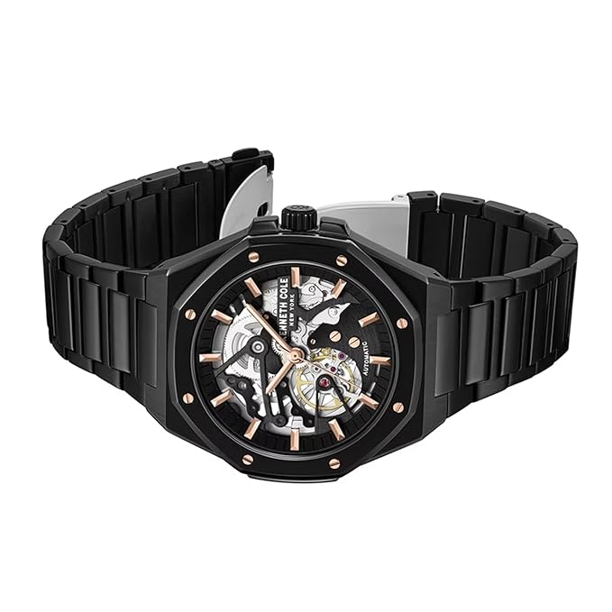 Kenneth Cole Black Dial Automatic Stainless Steel Strap Watch for Men