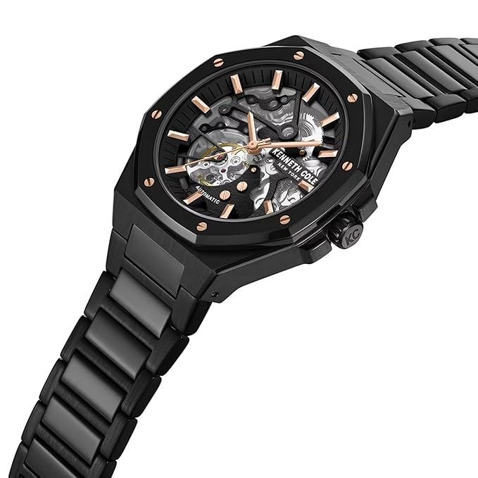 Kenneth Cole Black Dial Automatic Stainless Steel Strap Watch for Men