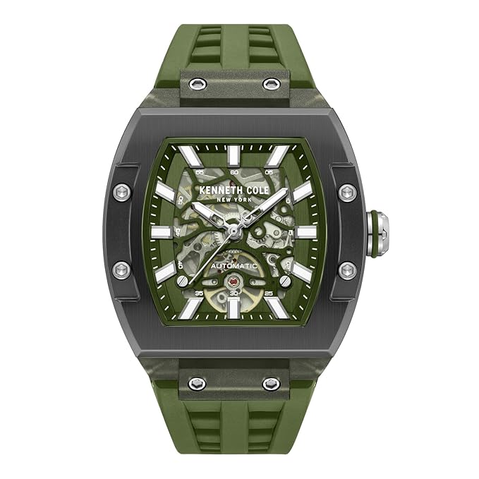 Kenneth Cole Automatic Analog Green Dial Green Silicon Strap Watch for Men