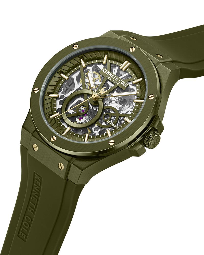 Kenneth Cole Men's Capsule Green Skeleton Dial Mechanical Analog Watch