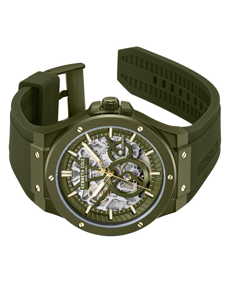Kenneth Cole Men's Capsule Green Skeleton Dial Mechanical Analog Watch