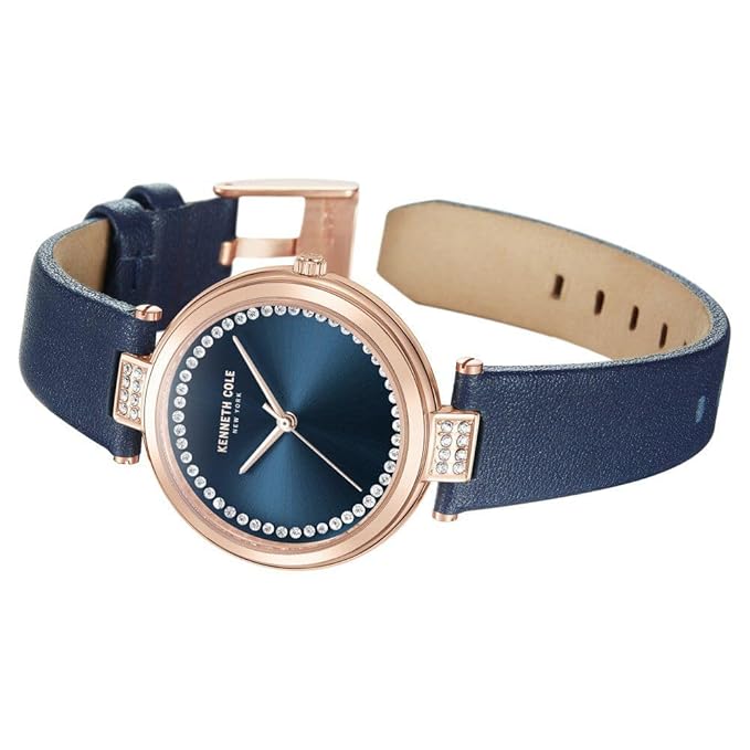Kenneth Cole Classic Quartz Analog Blue Dial Blue Leather Strap Watch for Women