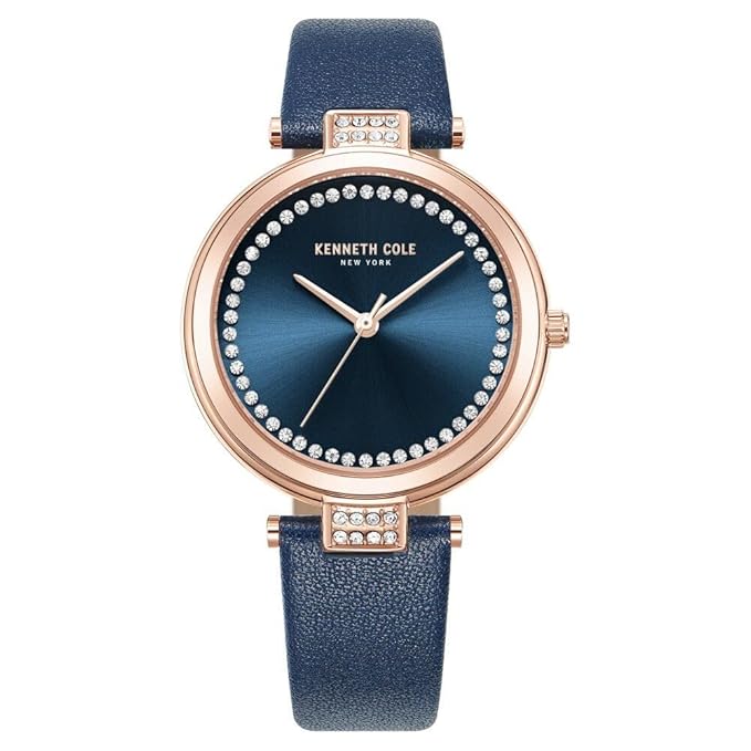Kenneth Cole Classic Quartz Analog Blue Dial Blue Leather Strap Watch for Women