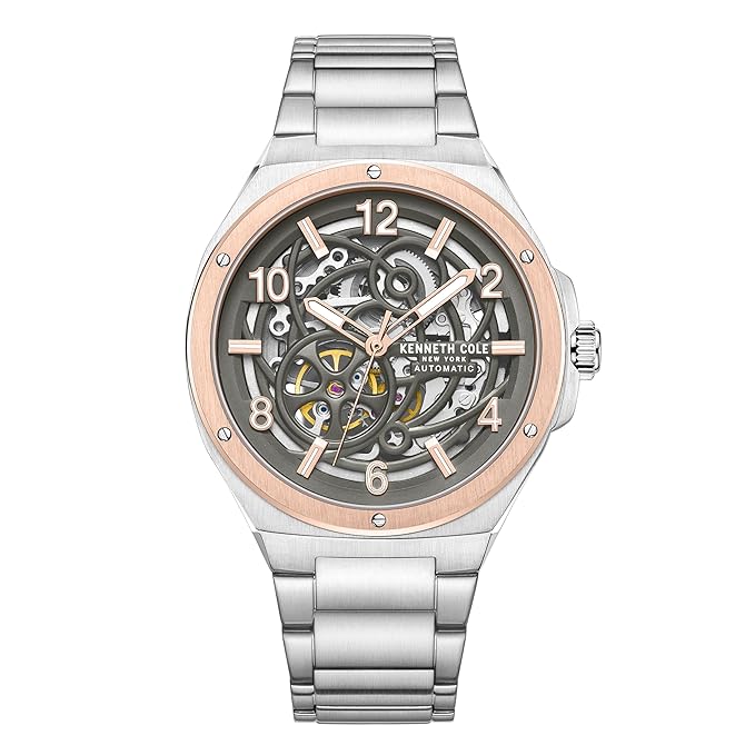 Kenneth Cole Automatic Grey Dial Silver Stainless Steel Strap Watch for Men