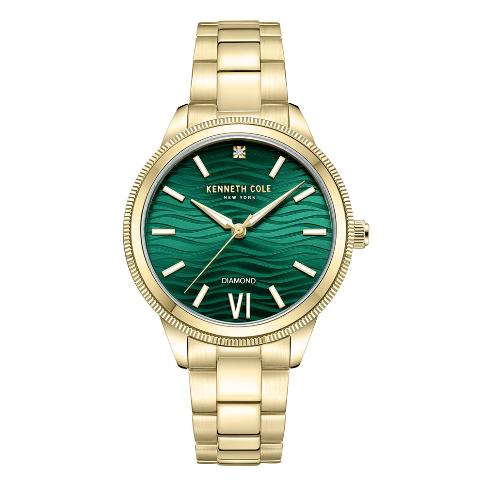 Kenneth Cole Quartz Analog Green Dial Gold Metal Strap Watch for Women