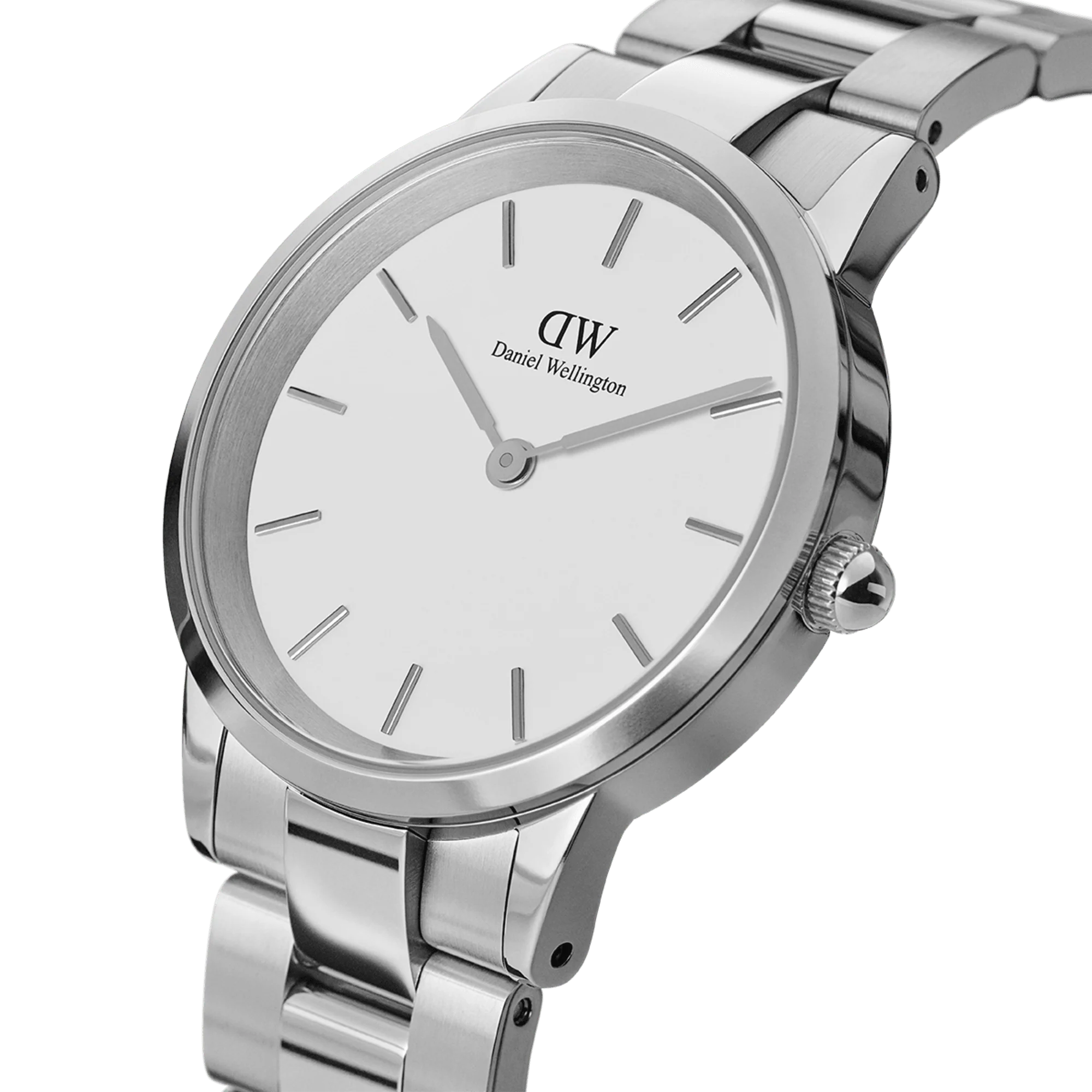 DANIEL WELLINGTON Iconic Link - Silver watch with White dial 36mm, UNISEX WATCH
