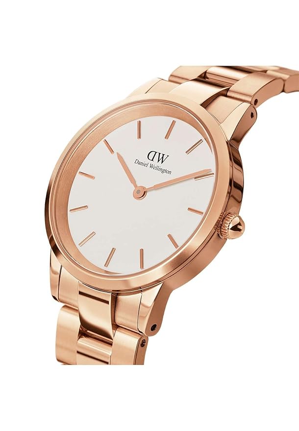 Daniel Wellington Stainless Steel Analog White Dial Unisex's Watch, Band Color-Rose Gold