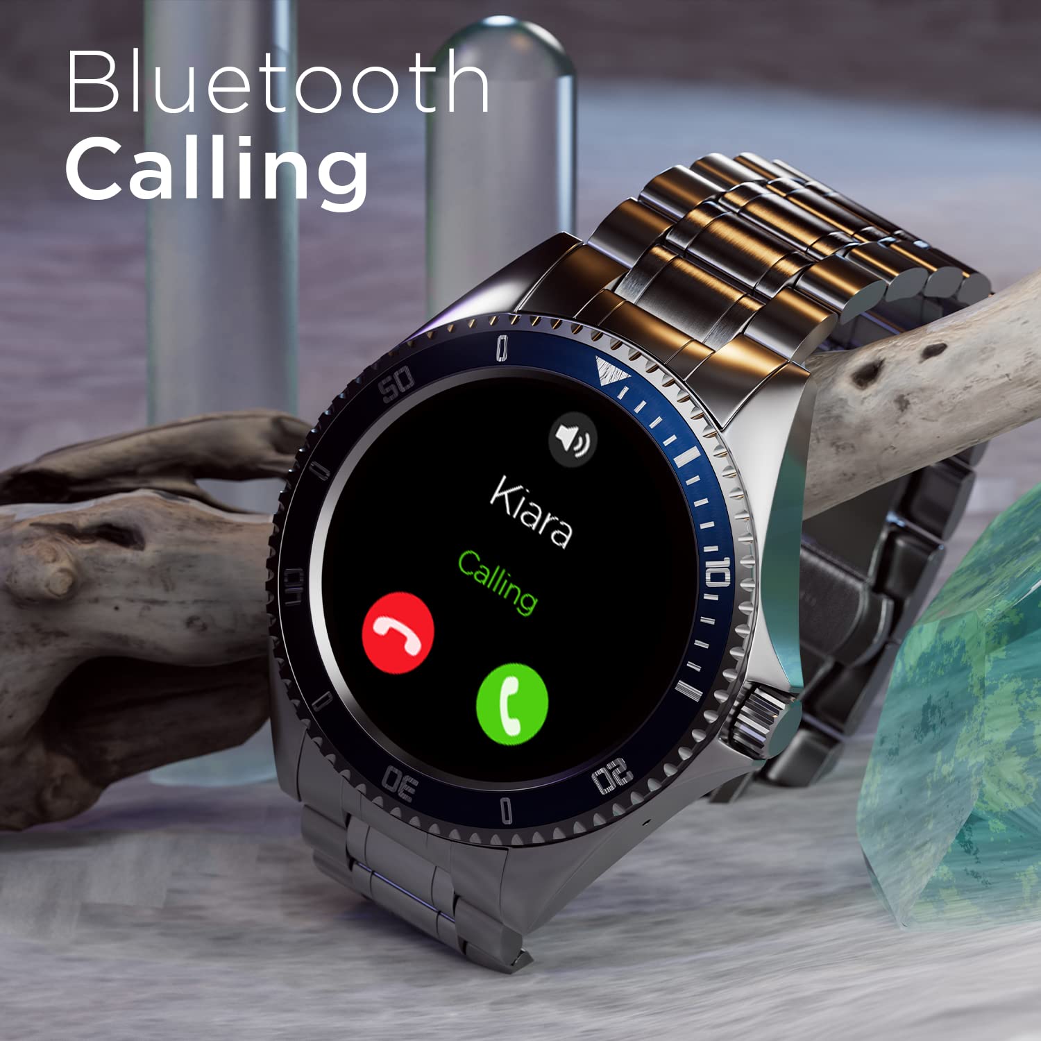 Fire-Boltt Quantum Luxury & Sporty Stainless Steel Smartwatch, 1.28" Bluetooth Calling, High Resolution of 240 * 240 Px & TWS Connection (Blue)