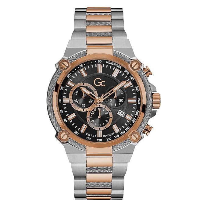 Cable Force Men Quartz Black Dial Chronograph Stainless Steel Watch