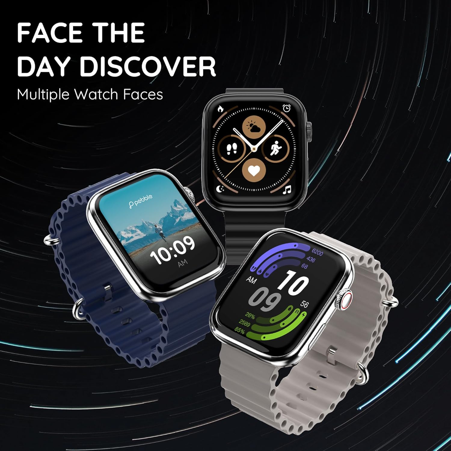 Pebble Zest 1.83" (4.64 cm) HD Display, BT Calling, Health Suite, SPO2, Zen Mode, Multiple Watch Faces, Step Pedometer, Multiple Sports Modes.