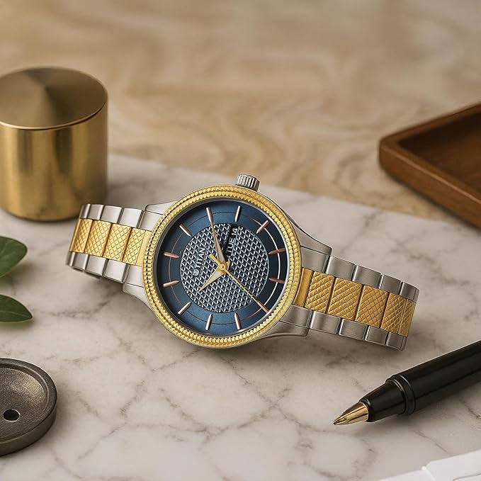 Titan Karishma Wedding Edit Analog with Brown Dial Dual-Tone Yellow Gold and Stainless Steel Strap Watch for Men