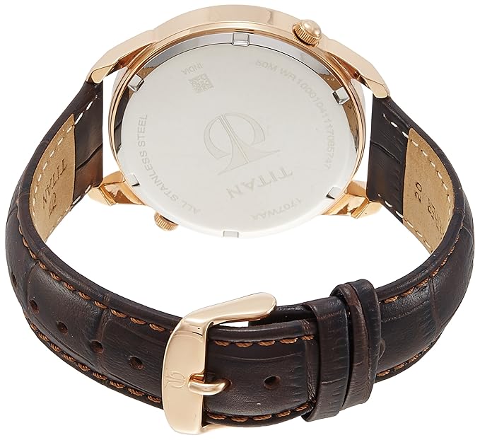 Titan Globe Trotter Anthracite Dial Dual Time Leather Strap watch for Men