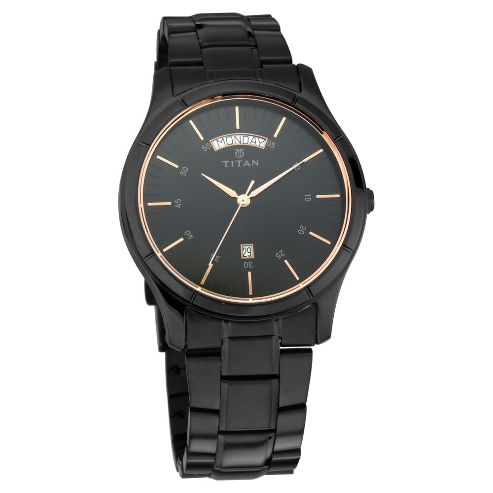 Titan All Black Analog Black Dial Men's Watch