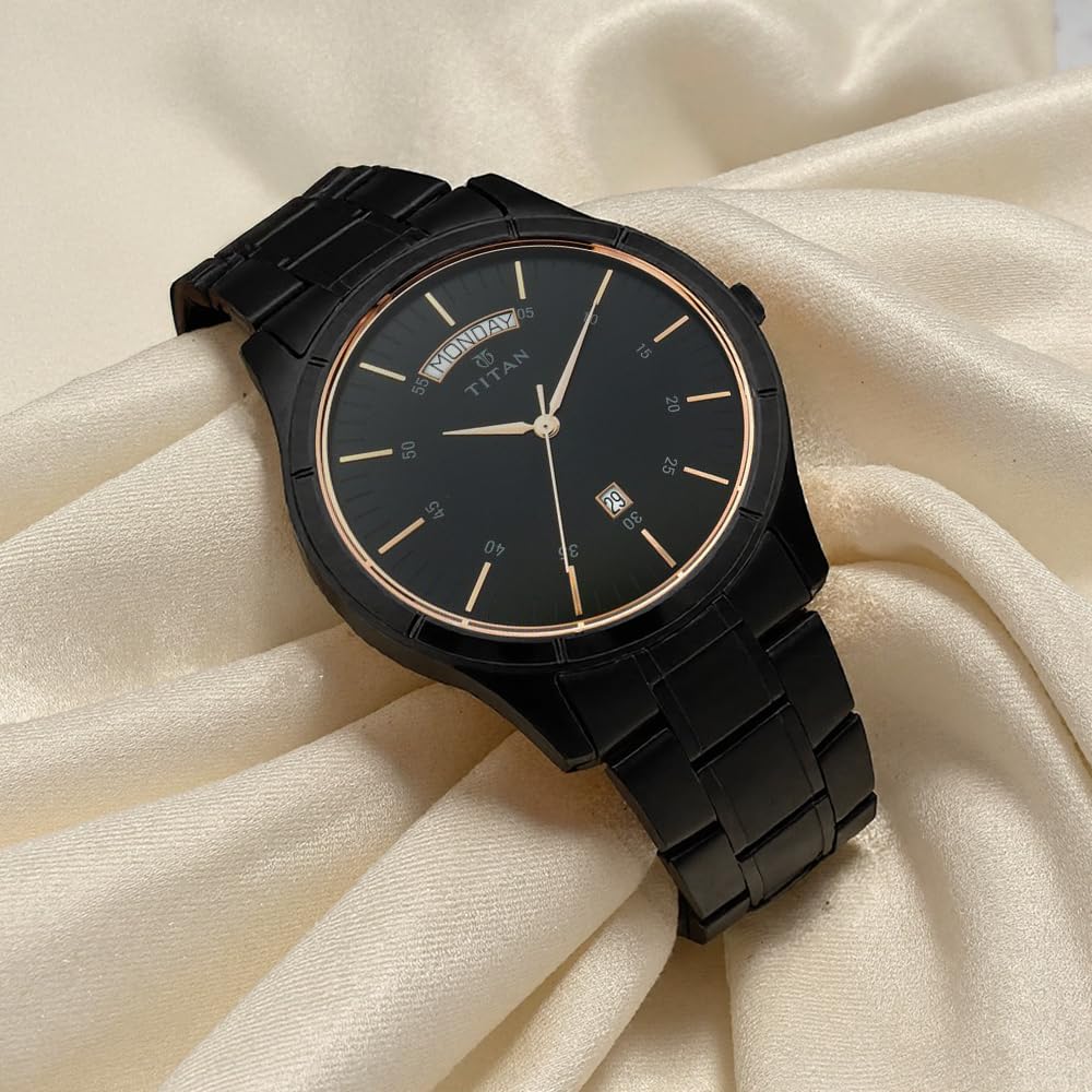Titan All Black Analog Black Dial Men's Watch