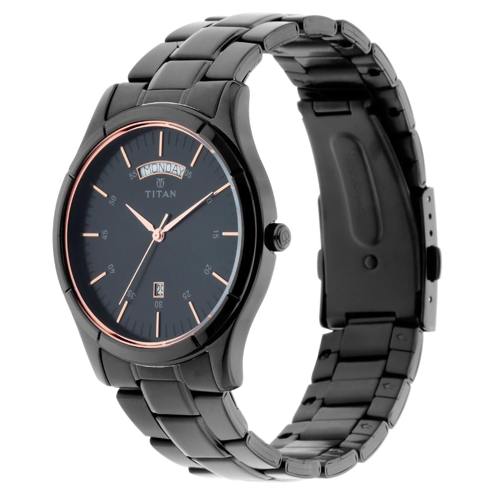 Titan All Black Analog Black Dial Men's Watch