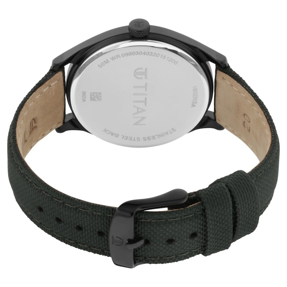 Titan Workwear Quartz Analog Hunter Green Dial Olive Green Leather Strap Watch for Men