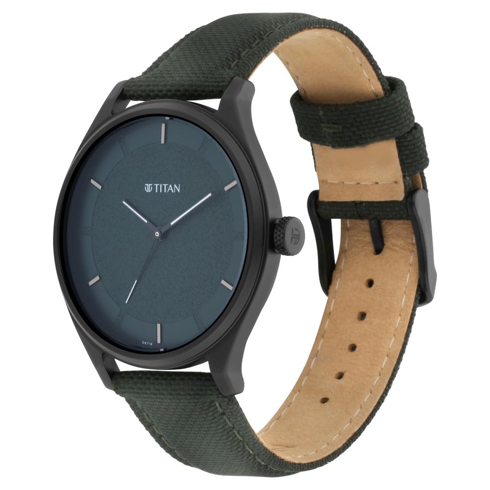 Titan Workwear Quartz Analog Hunter Green Dial Olive Green Leather Strap Watch for Men