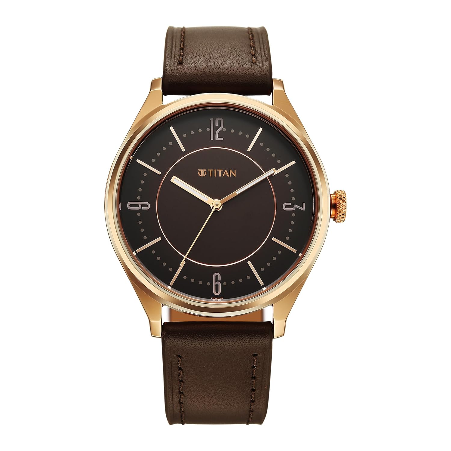 Titan Neo Basics II Quartz Brown Round Dial Men's Watch | Genuine Leather Strap Material | Watches for Men Analog