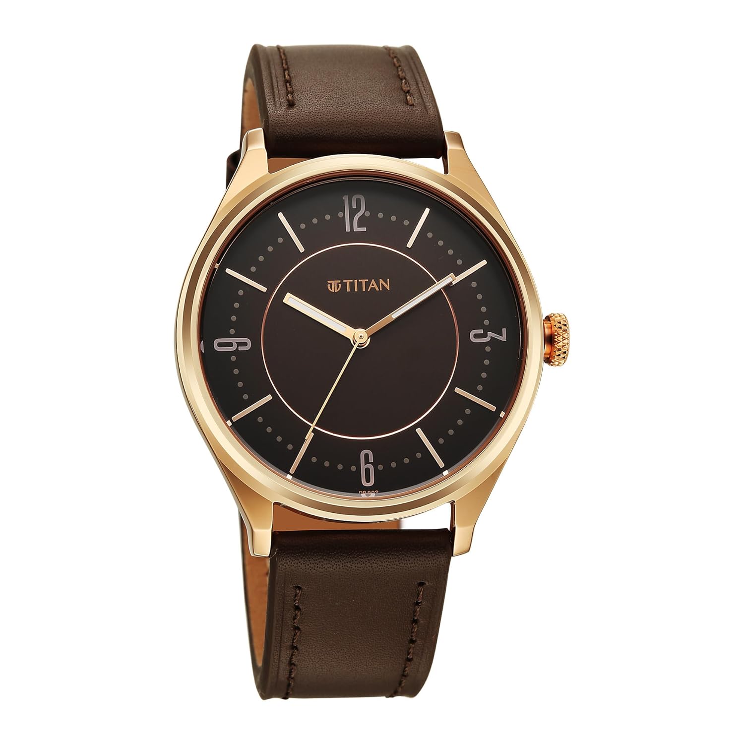 Titan Neo Basics II Quartz Brown Round Dial Men's Watch | Genuine Leather Strap Material | Watches for Men Analog