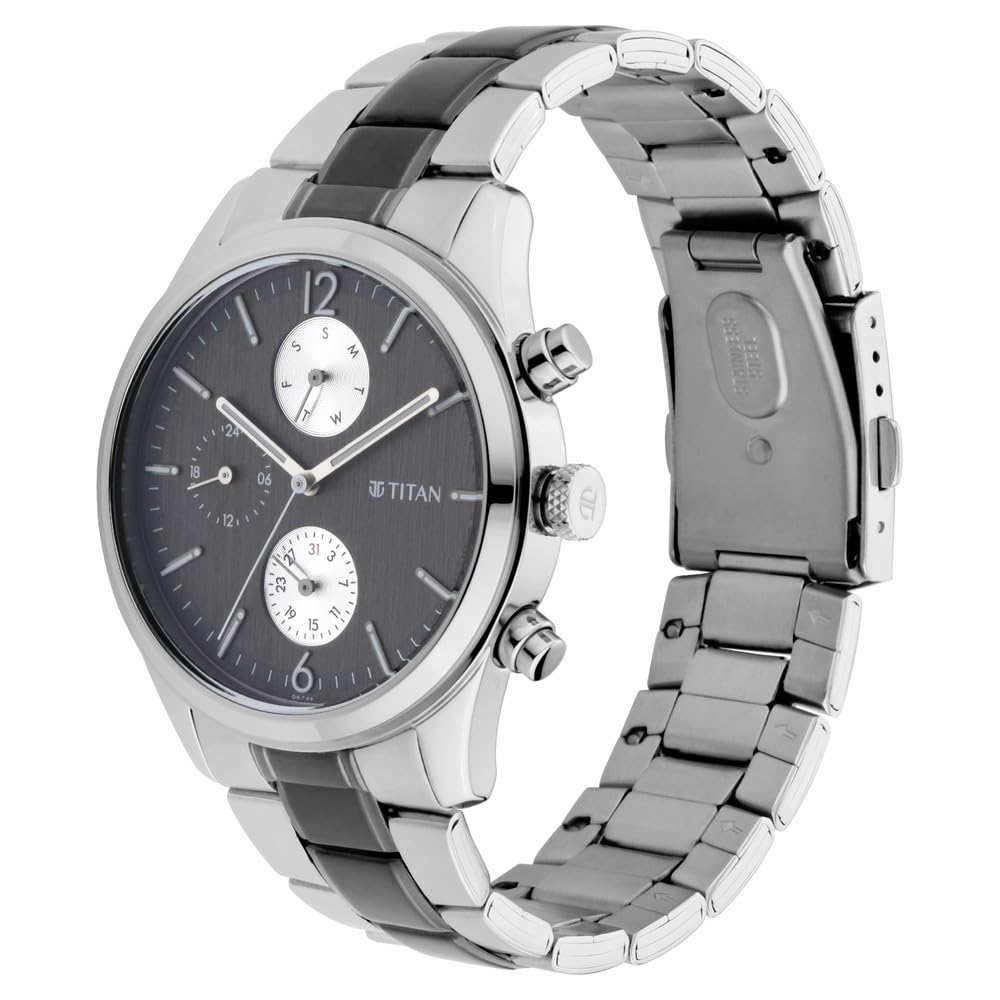 Titan Men's Metropolitan Charm: Men's Multifunctional Anthra Watch with Metallic Accents