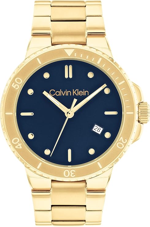Calvin Klein Men'sQuartz Ionic Thin Gold Plated Steel Case and Link Bracelet Watch
