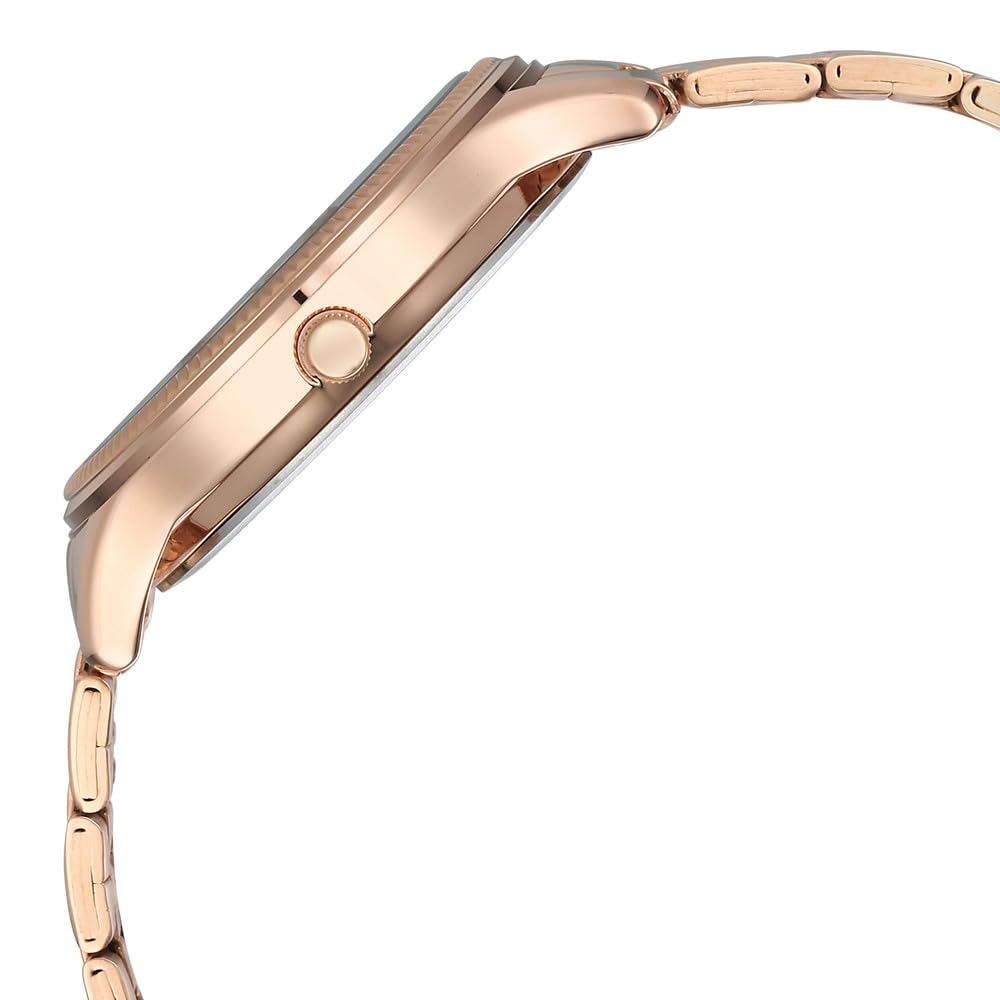 Titan Karishma Quartz Analog with Day & Date Brown Dial Rose Gold Stainless Steel Strap Watch for Men