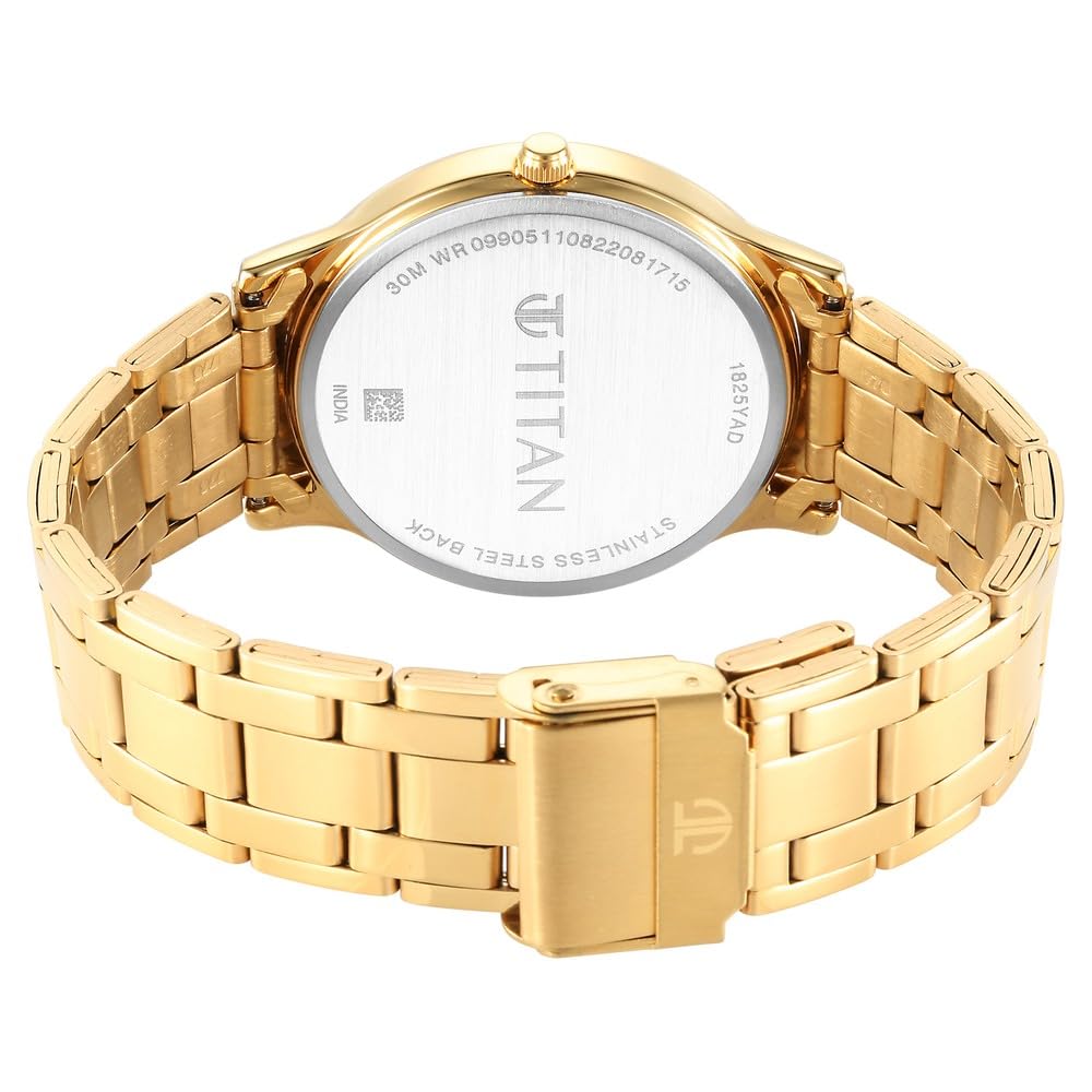 Titan Karishma Quartz Analog Blue Dial Gold Stainless Steel Strap Watch for Men