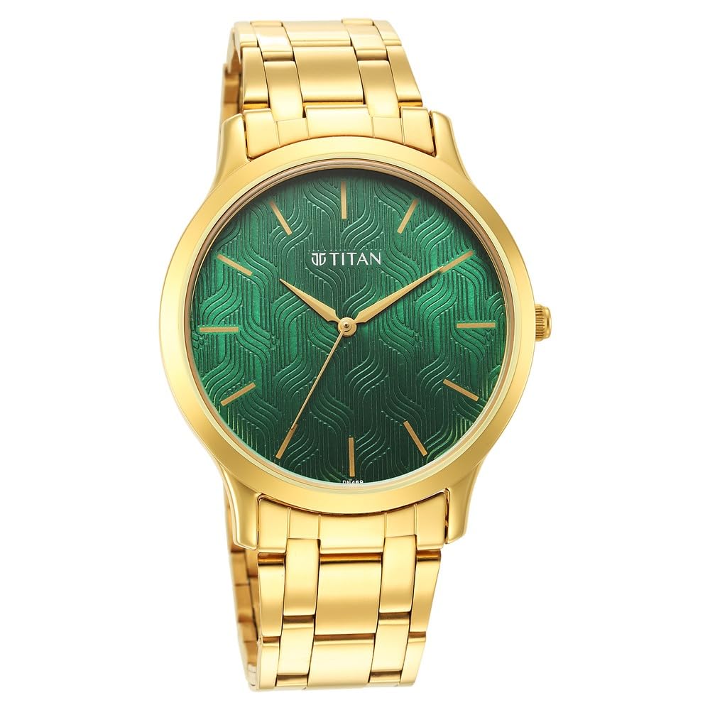 Titan Karishma Radiance Green Dial Analog Stainless Steel Strap Watch for Men