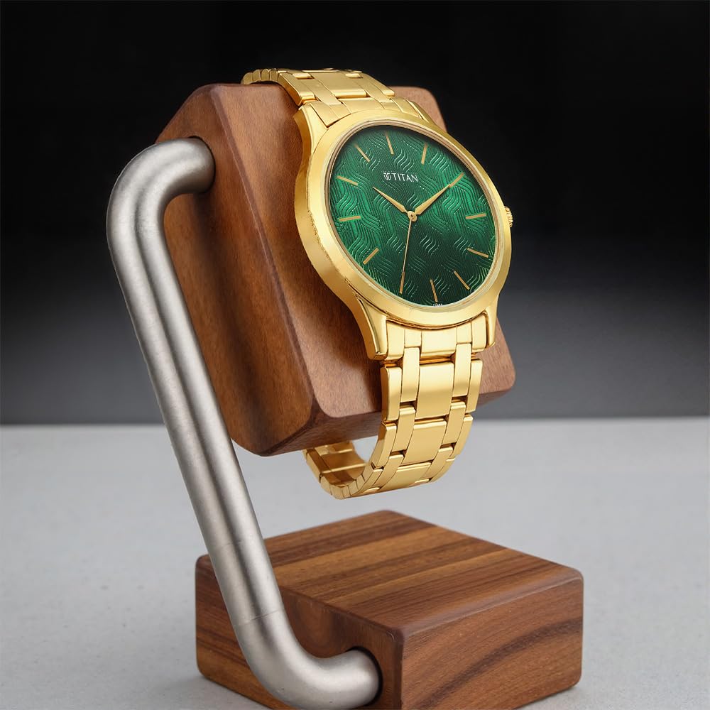 Titan Karishma Radiance Green Dial Analog Stainless Steel Strap Watch for Men