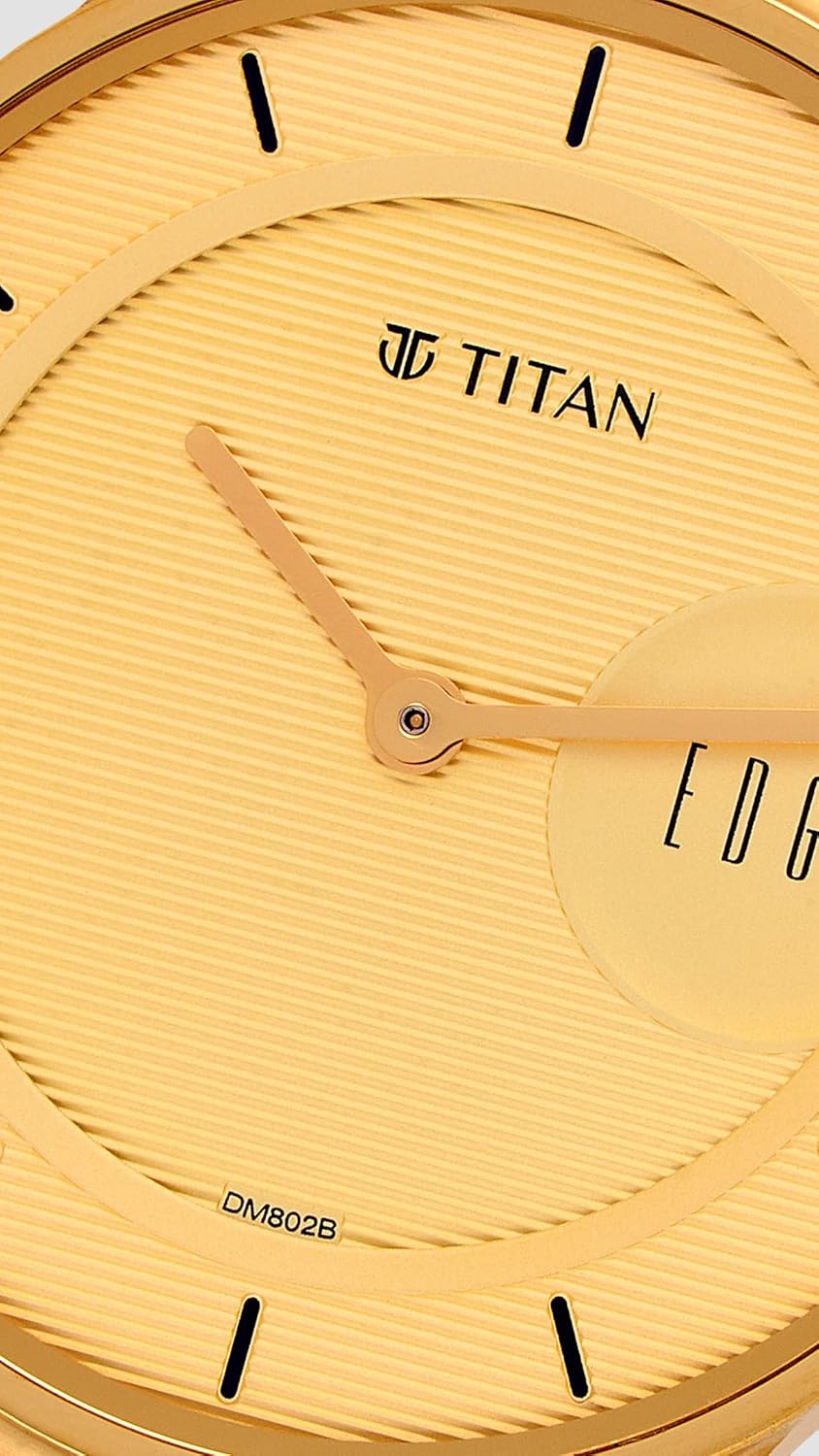EDGE Titan Quartz Analog Metal Golden Dial Gold Stainless Steel Strap Watch for Men