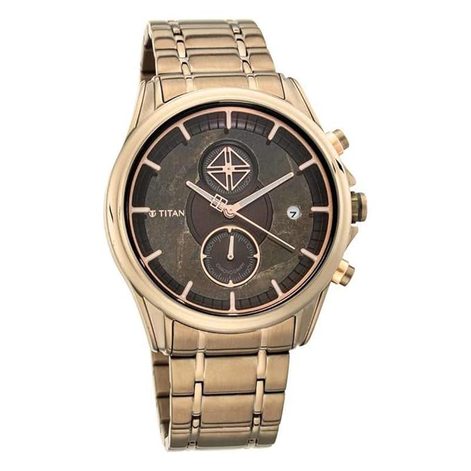 Titan Regalia Grandmaster Black Dial Chronograph Stainless Steel Strap watch for Men