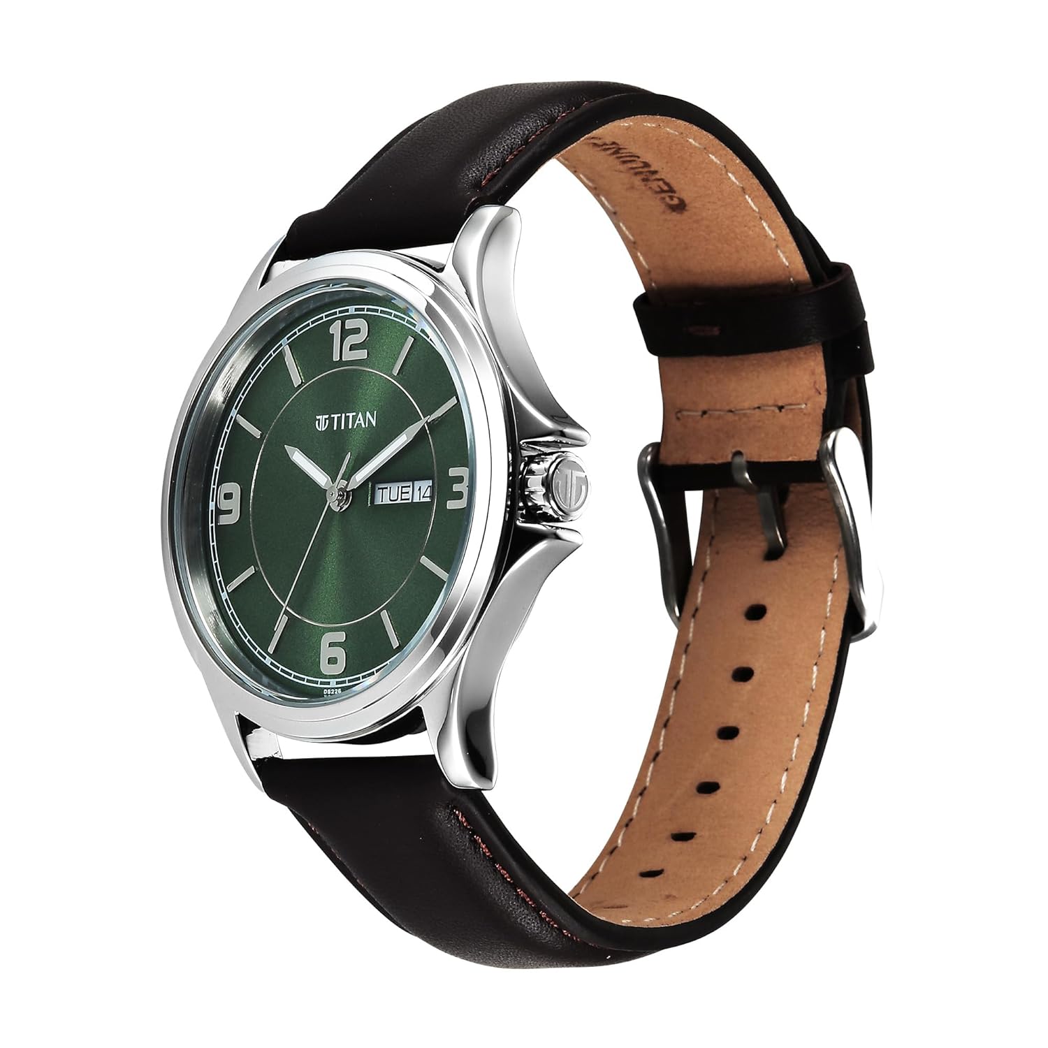 Titan Neo Arabic Quartz Green Round Dial Men's Watch | Genuine Leather Strap Material | Watches for Men Analog