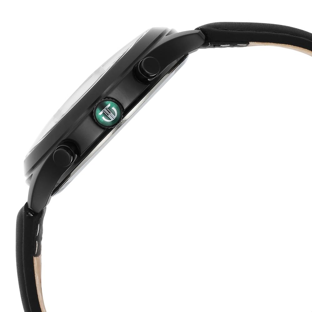 Titan Sapphire Quartz Multifunction Green Dial Black Leather Strap Watch for Men