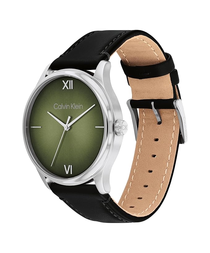 Calvin Klein Ascend Qtz Basic Olive Green Round Dial Men's Watch|Leather Material|Multi Color Band